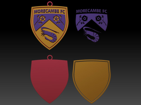 EFL League Two Morecambe Keychain Shield color printable and renderable 3D Baskı Modeli