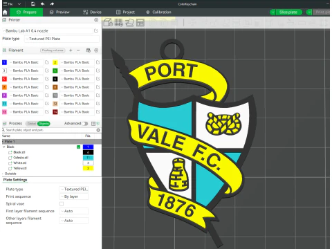 EFL League Two Port Vale Keychain Shield colorido para impressão e renderização Modelo de Impressão 3D