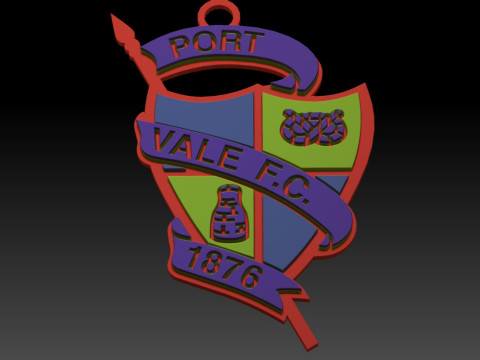 EFL League Two Port Vale Keychain Shield color printable and renderable 3D Print Model