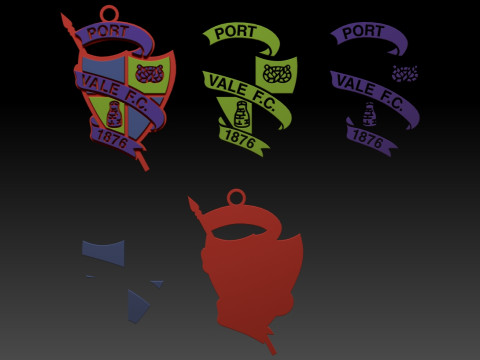 EFL League Two Port Vale Keychain Shield color printable and renderable 3D Print Model