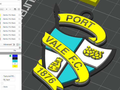 EFL League Two Port Vale Keychain Shield color printable and renderable 3D Print Model