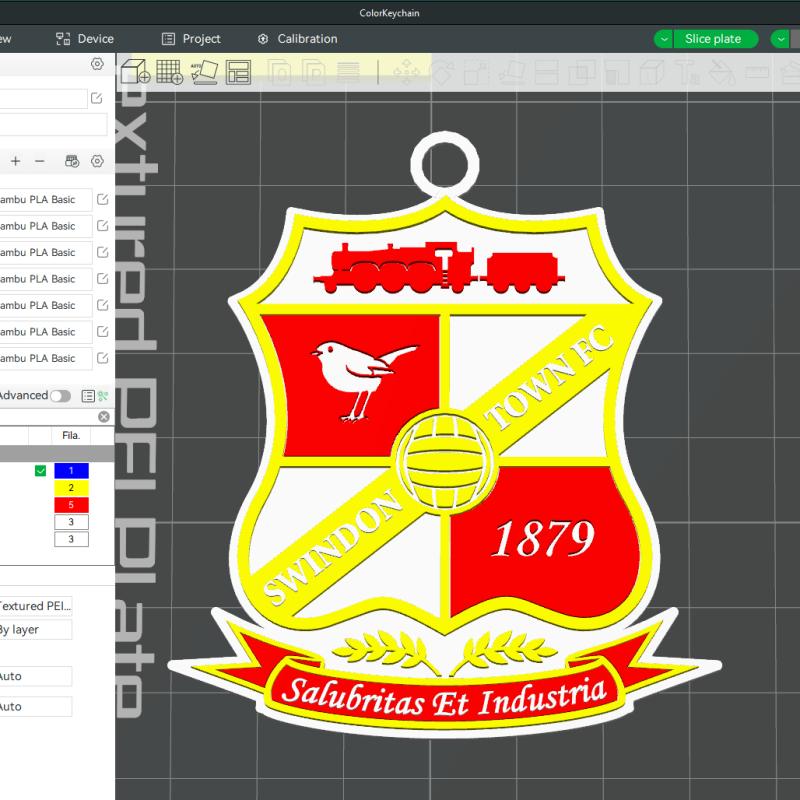 EFL League Two Swindon Town Keychain Shield color printable and renderable 3D प्रिंट मॉडल .c4d .max .obj .3ds .fbx .stl .blend