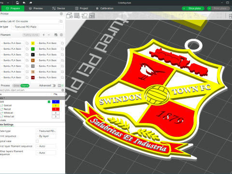 EFL League Two Swindon Town Keychain Shield color printable and renderable 3D प्रिंट मॉडल