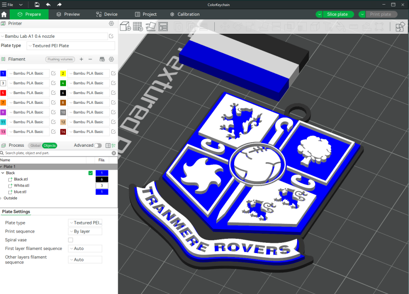 EFL League Two Tranmere Rovers Keychain Shield color printable and renderable 3D 打印模型 .c4d .max .obj .3ds .fbx .stl .blend