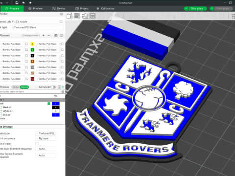 EFL League Two Tranmere Rovers Keychain Shield color printable and renderable 3D 打印模型