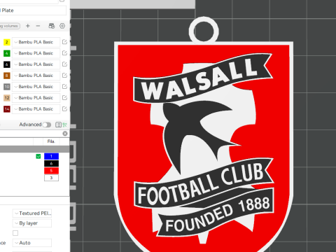 EFL League Two Walsall Keychain Shield color printable and renderable 3D प्रिंट मॉडल