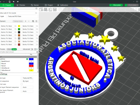 AFA River Plate club Coaster collier et porte-cl&eacute;s couleur imprimable Modèles 3D en vedette
