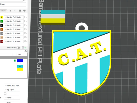 Collana e portachiavi AFA Atltico Tucumn club Coaster stampabile a colori Modello di stampa 3D
