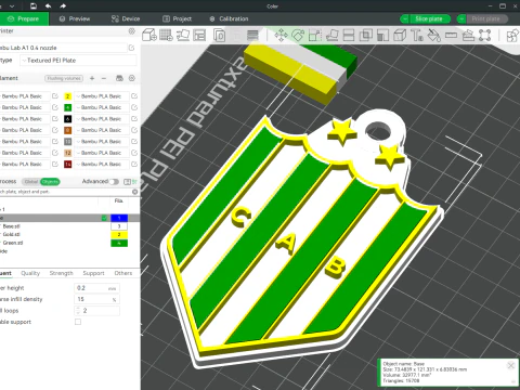 AFA Banfield club Coaster collier et porte-cl&eacute;s couleur imprimable Modèles 3D en vedette