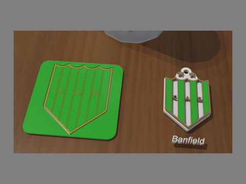 AFA Banfield club Coaster necklace and keychain Color Printable Modelo de Impressão 3D