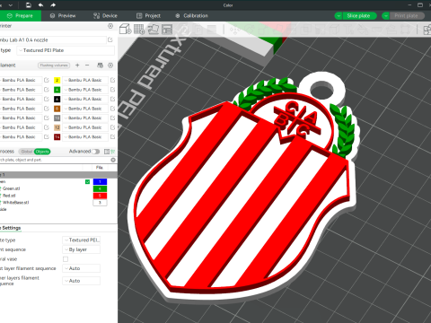 AFA Barracas Central club Coaster necklace and keychain Color Printable Modelo de impresión 3D