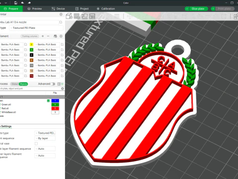 AFA Barracas Central club Coaster collier et porte-cl&eacute;s Couleur Imprimable Modèles 3D en vedette