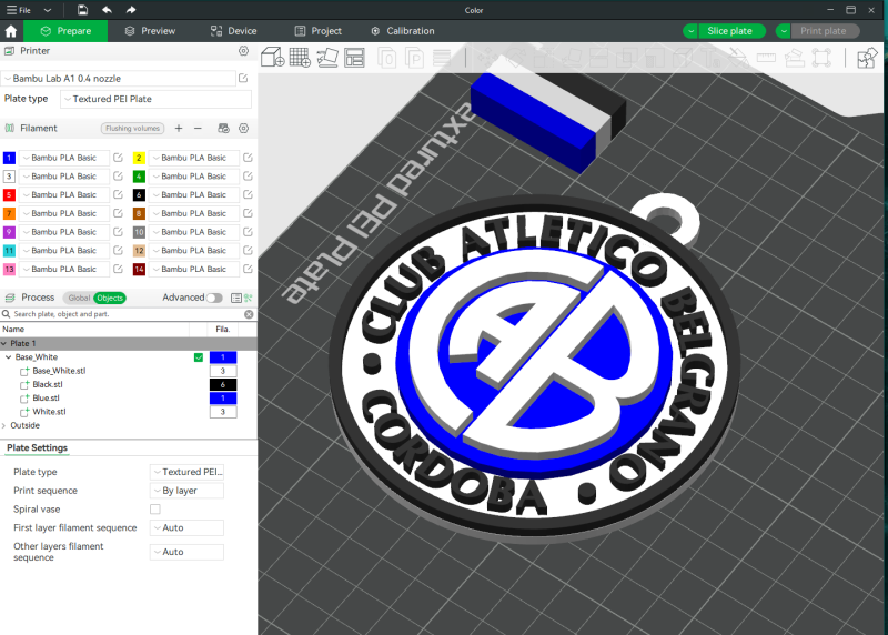 AFA Belgrano CBA club Coaster necklace and keychain Color Printable Modelo de Impressão 3D .c4d .max .obj .3ds .fbx .stl .blend