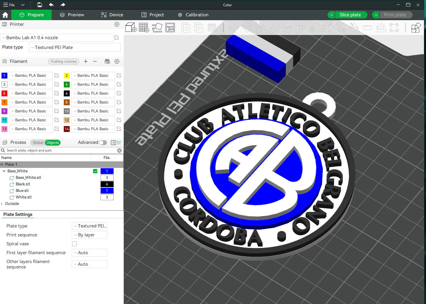 AFA Belgrano CBA club Coaster necklace and keychain Color Printable 3D Print Model .c4d .max .obj .3ds .fbx .stl .blend 