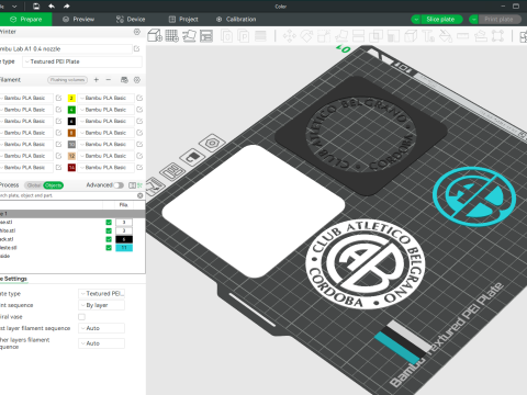AFA Belgrano CBA club Coaster necklace and keychain Color Printable Modelo de Impressão 3D