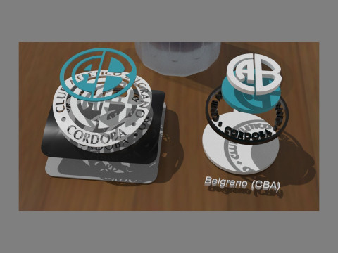 AFA Belgrano CBA club Coaster necklace and keychain Color Printable Modelo de Impressão 3D
