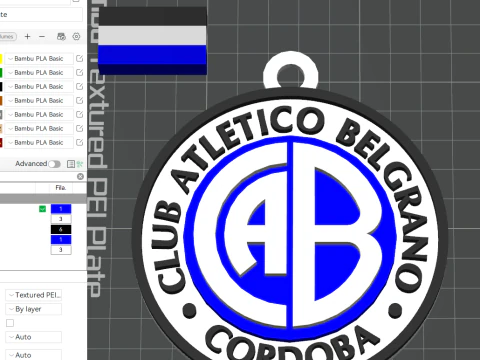 AFA Belgrano CBA club Coaster necklace and keychain Color Printable 3D Print Model