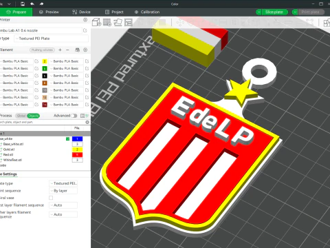 AFA Estudiantes LP club Coaster collier et porte-cl&eacute;s Couleur Imprimable Modèles 3D en vedette