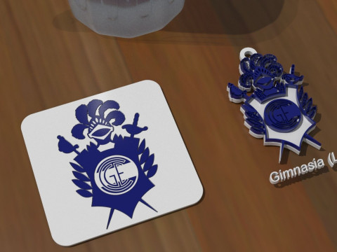 AFA Gimnasia LP club Coaster necklace and keychain Color Printable Modelo de impresión 3D