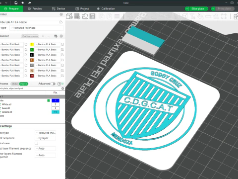 AFA Godoy Cruz MDZ club Coaster necklace and keychain Color Printable 3D Print Model