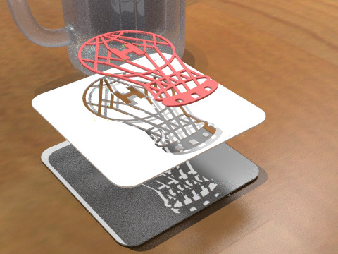 AFA Huracn club Coaster necklace and keychain Color Printable Modelo de impresión 3D