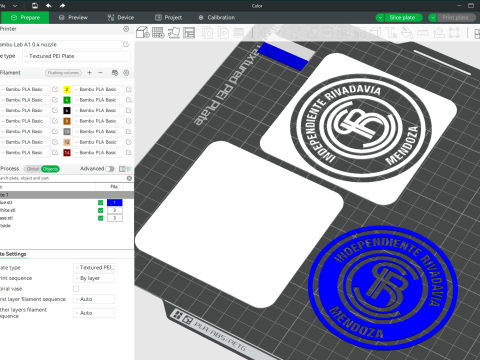 Independiente Rivadvia MDZ club Coaster necklace and keychain Color Printable Model do druku 3D