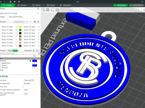 Independiente Rivadvia MDZ club Coaster necklace and keychain Color Printable Model do druku 3D