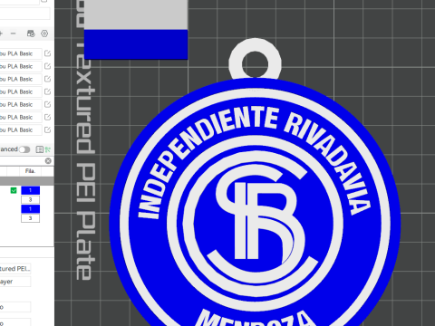 Independiente Rivadvia MDZ club Coaster necklace and keychain Color Printable Modèles 3D en vedette
