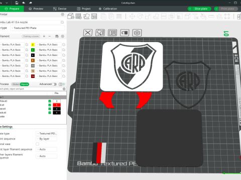 AFA River Plate club Coaster necklace and keychain Color Printable Modelo de impresión 3D
