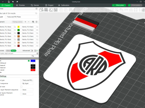 AFA River Plate club Coaster necklace and keychain Color Printable 3D Print Model