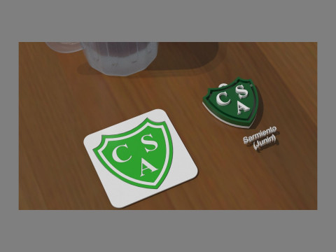 AFA Sarmiento Junin club Coaster necklace and keychain Color Printable Modelo de impresión 3D