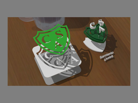 AFA Sarmiento Junin club Coaster necklace and keychain Color Printable Modelo de impresión 3D