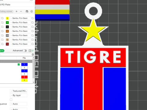 AFA Tigre club Coaster necklace and keychain Color Printable 3D Print Model