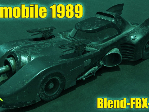 Batmobile 1989 High-Quality PBR Subdiv Renderable 3D Model