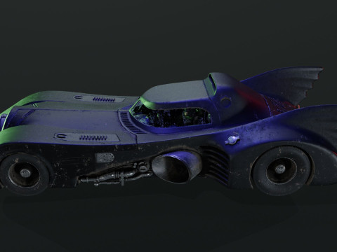 Batmobile 1989 High-Quality PBR Subdiv Renderable 3D Модель