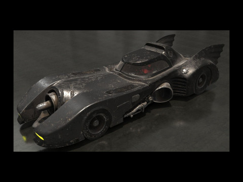 Batmobile 1989 High-Quality PBR Subdiv Renderable 3D Модель
