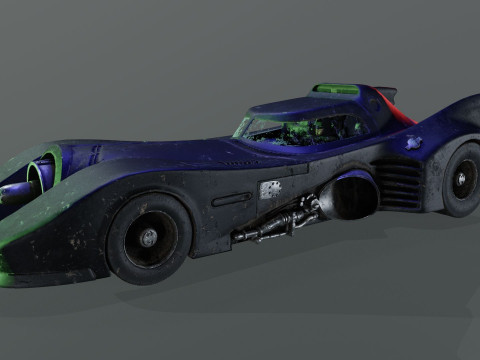 Batmobile 1989 High-Quality PBR Subdiv Renderable 3D Модель
