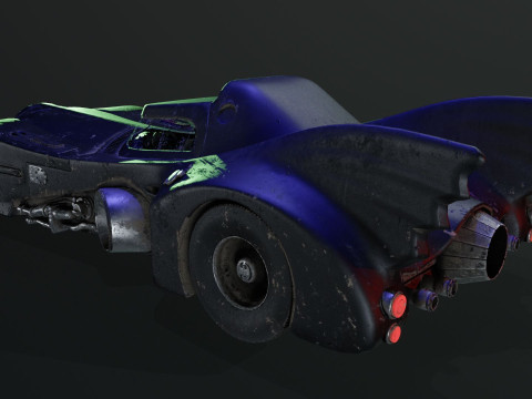 Batmobile 1989 High-Quality PBR Subdiv Renderable 3D Модель