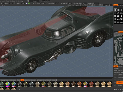 Batmobile 1989 High-Quality PBR Subdiv Renderable 3D Model
