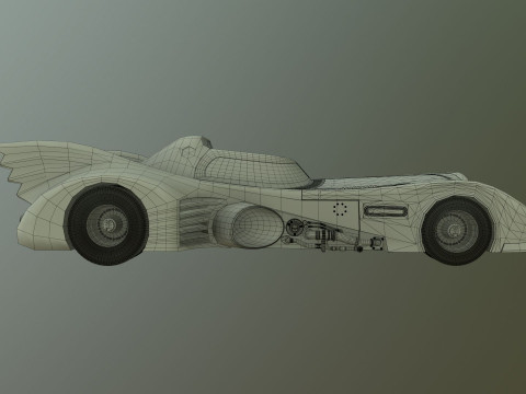 Batmobile 1989 High-Quality PBR Subdiv Renderable 3D Модель