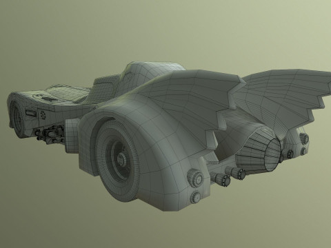 Batmobile 1989 High-Quality PBR Subdiv Renderable 3D Модель