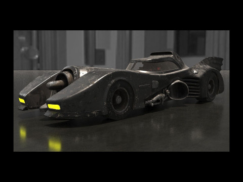 Batmobile 1989 High-Quality PBR Subdiv Renderable 3D Модель
