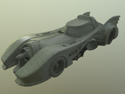 Batmobile 1989 High-Quality PBR Subdiv Renderable 3D Модель