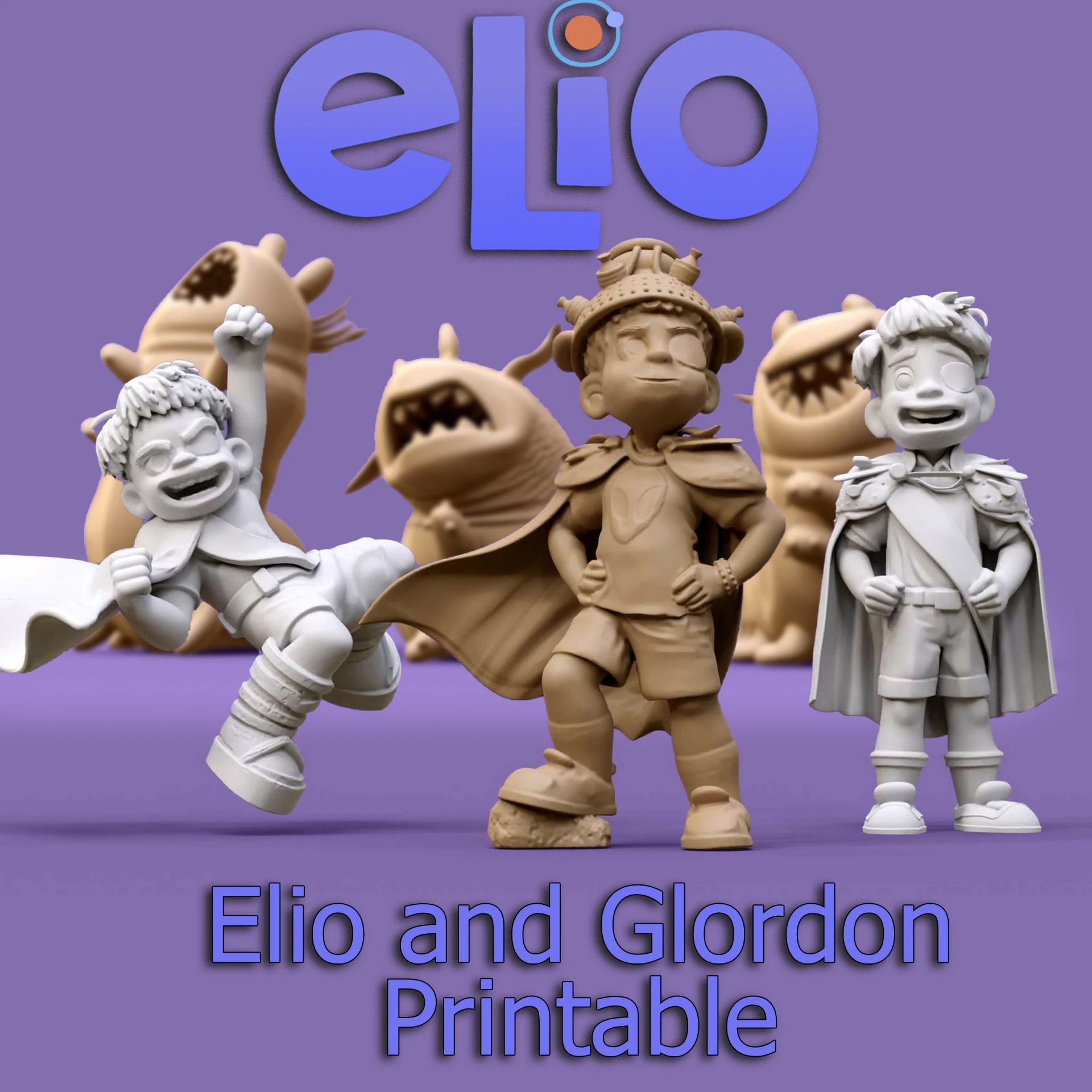 Elio and Glordon three poses Printable 3D Print Model .c4d .max .obj .3ds .fbx .stl .blend