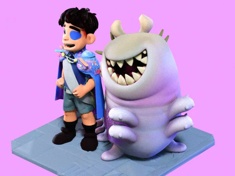 Elio and Glordon three poses Printable 3D Print Model