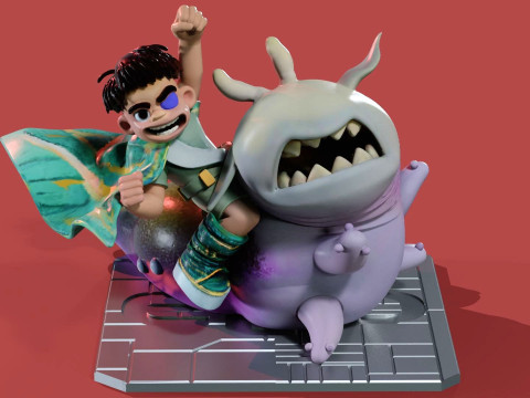 Elio and Glordon three poses Printable 3D-printmodel
