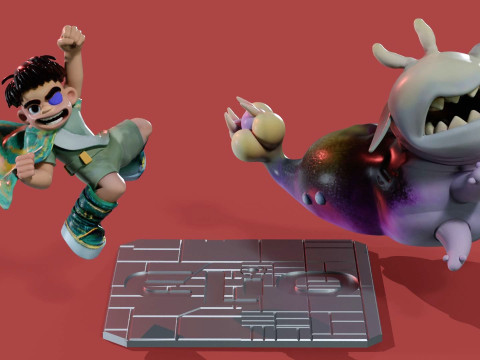 Elio and Glordon three poses Printable 3D-printmodel