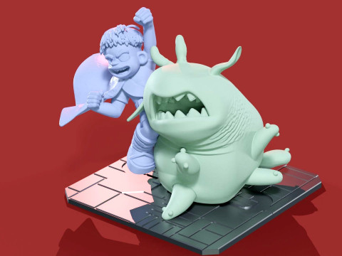 Elio and Glordon three poses Printable 3D-printmodel
