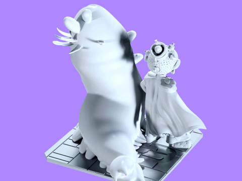 Elio and Glordon three poses Printable 3D-printmodel