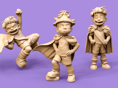 Elio and Glordon three poses Printable 3D-printmodel